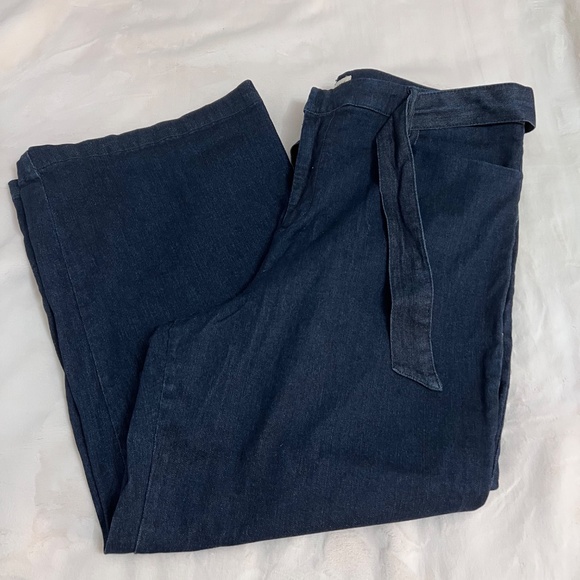 High Rise Wide Leg Denim Pant w/belt - Picture 2 of 7